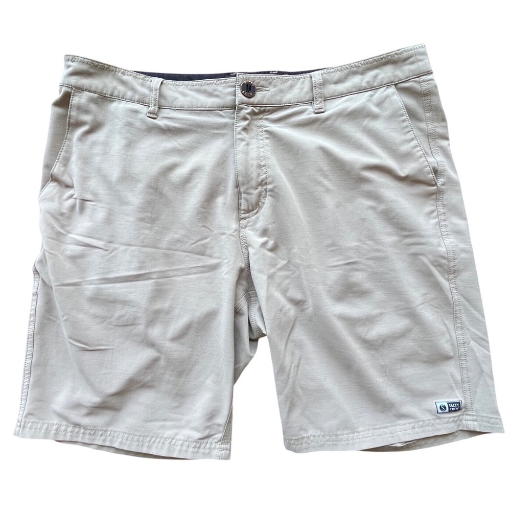 Salty Crew‎ Mens Hybrid Walk Shorts Tan Khaki Stretch Board Shorts Size 34